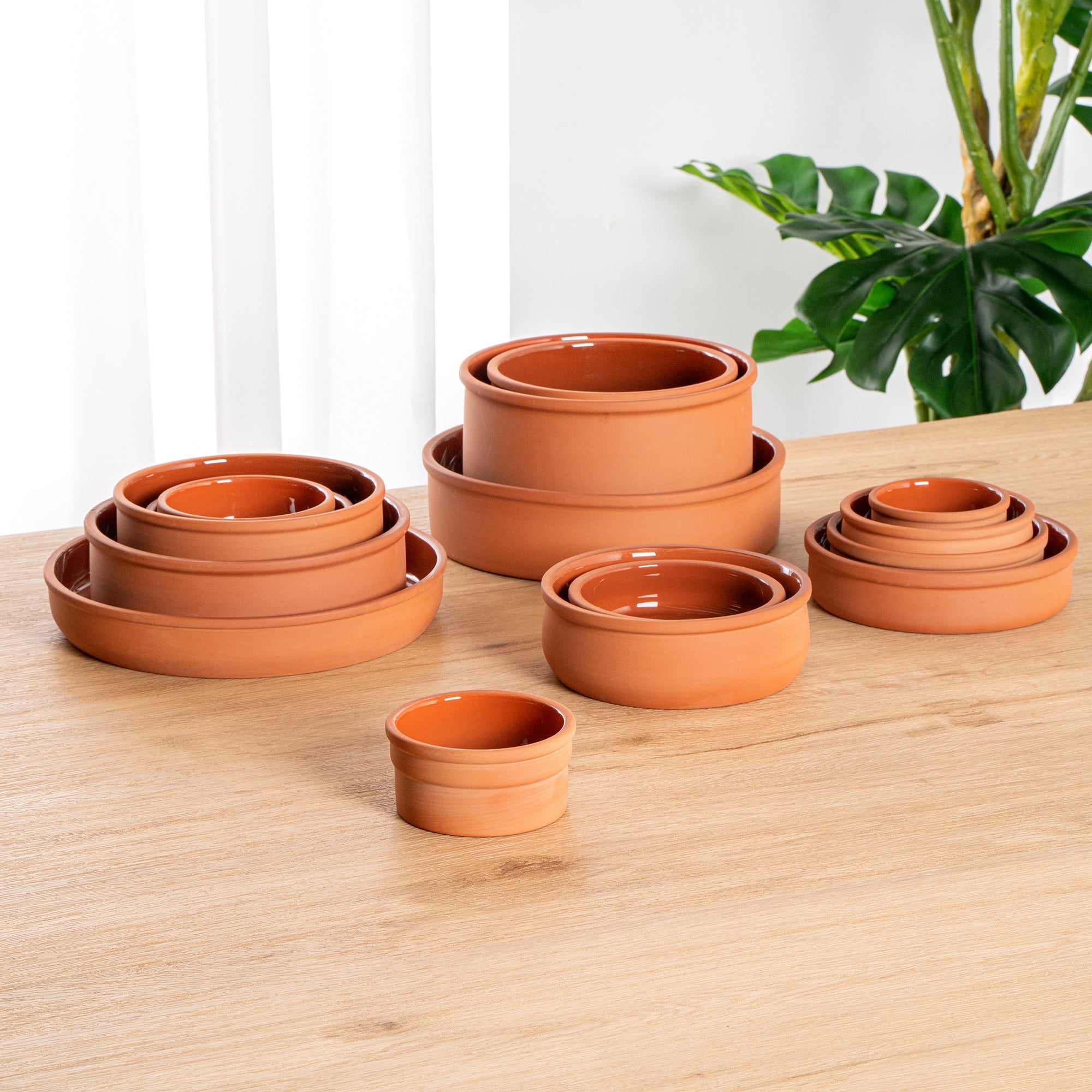 Terra Tek 5 oz Terracotta Cazuela Bowl - Brown Glazed Interior, Oven-Safe, Microwave-Safe - 3 3/4" x 3 3/4" x 1 3/4" - 10 count box