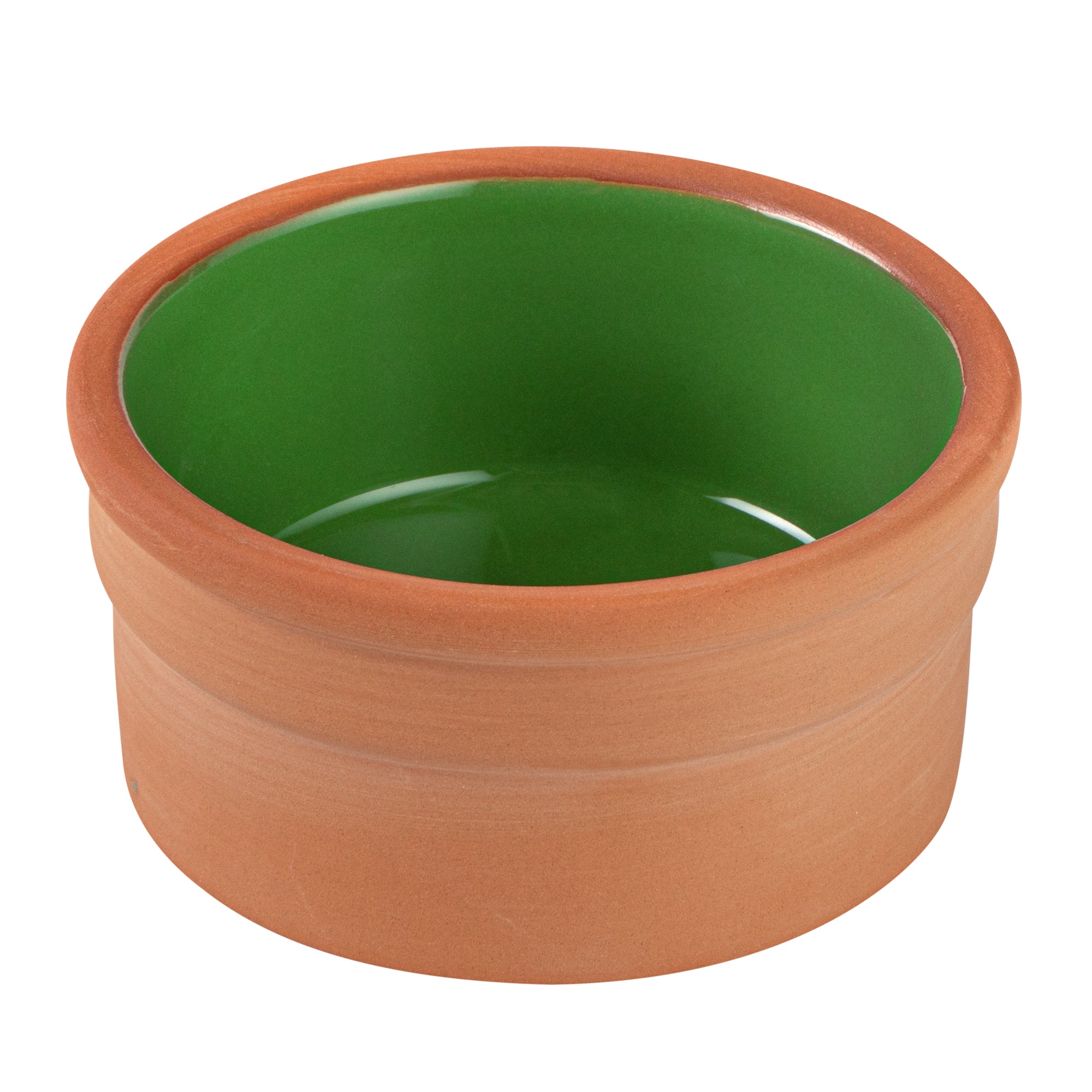Terra Tek 5 oz Terracotta Cazuela Bowl - Green Glazed Interior, Oven-Safe, Microwave-Safe - 3 3/4" x 3 3/4" x 1 3/4" - 2 count box