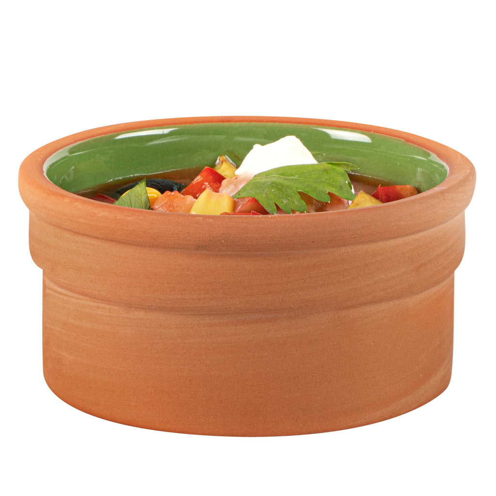 Terra Tek 5 oz Terracotta Cazuela Bowl - Green Glazed Interior, Oven-Safe, Microwave-Safe - 3 3/4" x 3 3/4" x 1 3/4" - 2 count box