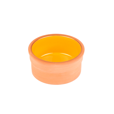 Terra Tek 5 oz Terracotta Cazuela Bowl - Yellow Glazed Interior, Oven-Safe, Microwave-Safe - 3 3/4" x 3 3/4" x 1 3/4" - 2 count box
