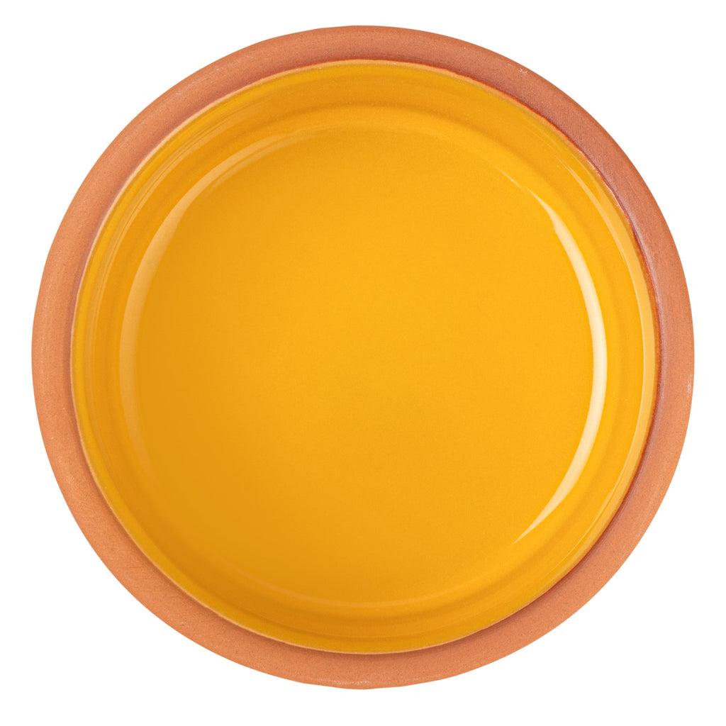 Terra Tek 5 oz Terracotta Cazuela Bowl - Yellow Glazed Interior, Oven-Safe, Microwave-Safe - 3 3/4" x 3 3/4" x 1 3/4" - 10 count box