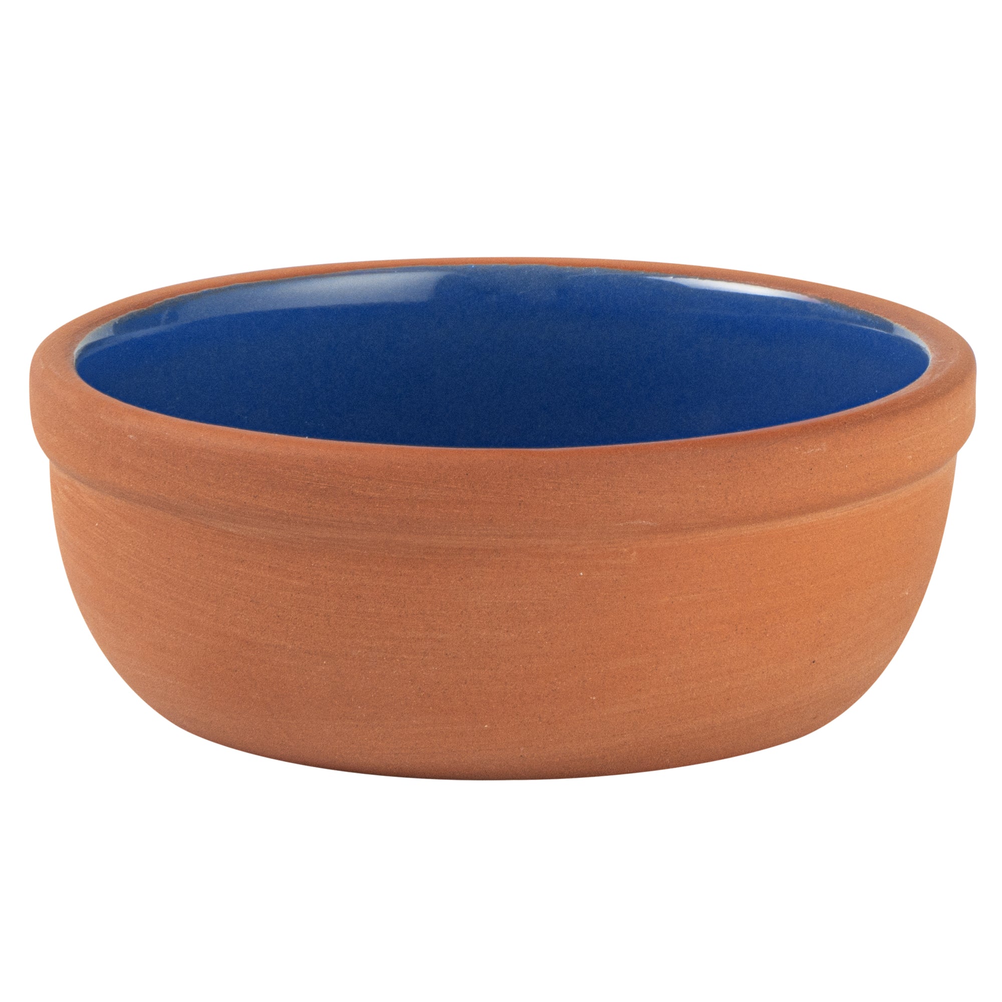 Terra Tek 5 oz Terracotta Cazuela Bowl - Blue Glazed Interior, Oven-Safe, Microwave-Safe - 4'' x 4'' x 1 1/2'' - 2 count box