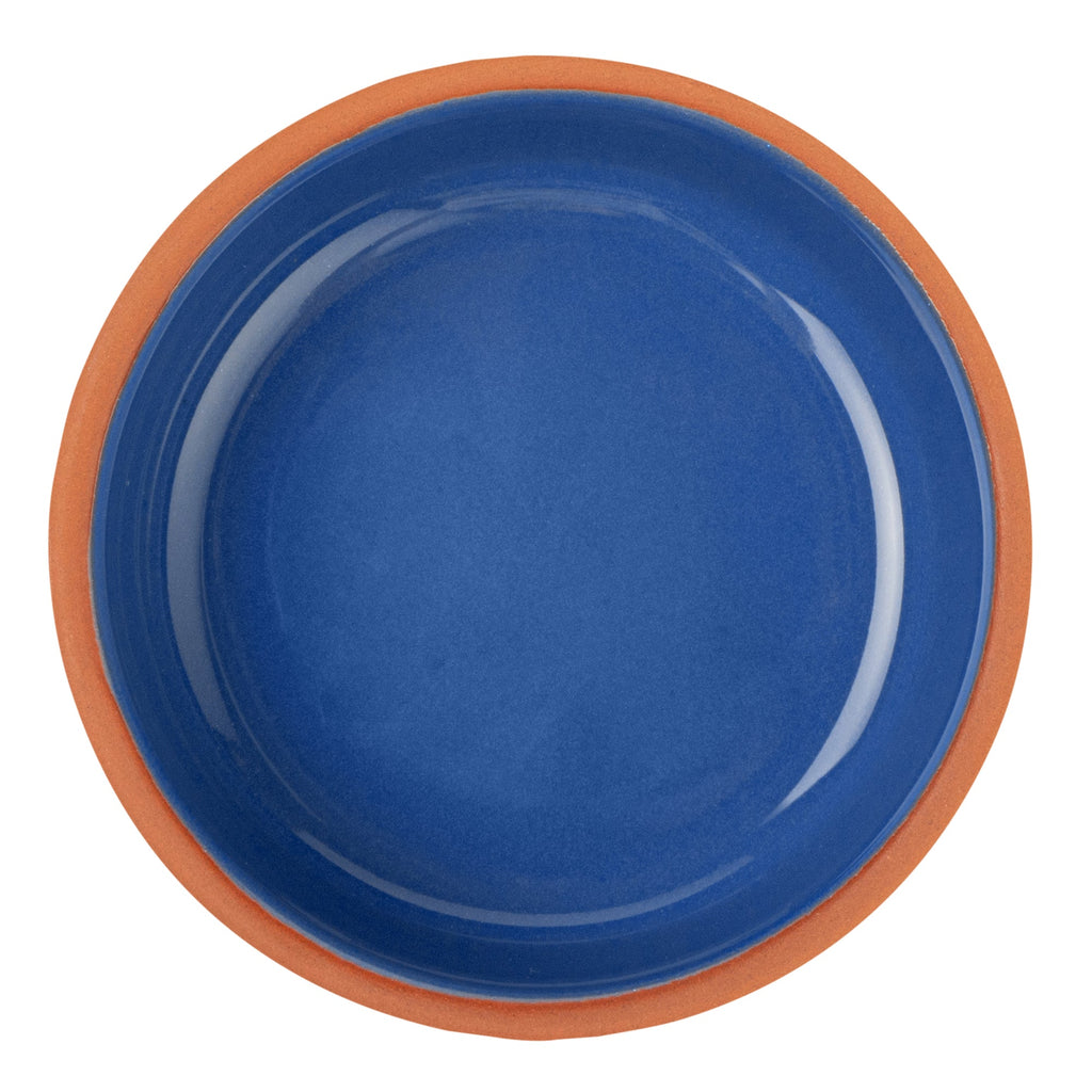 Terra Tek 5 oz Terracotta Cazuela Bowl - Blue Glazed Interior, Oven-Safe, Microwave-Safe - 4'' x 4'' x 1 1/2'' - 10 count box