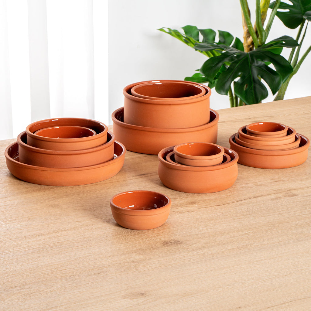 Terra Tek 5 oz Terracotta Cazuela Bowl - Brown Glazed Interior, Oven-Safe, Microwave-Safe - 4'' x 4'' x 1 1/2'' - 10 count box