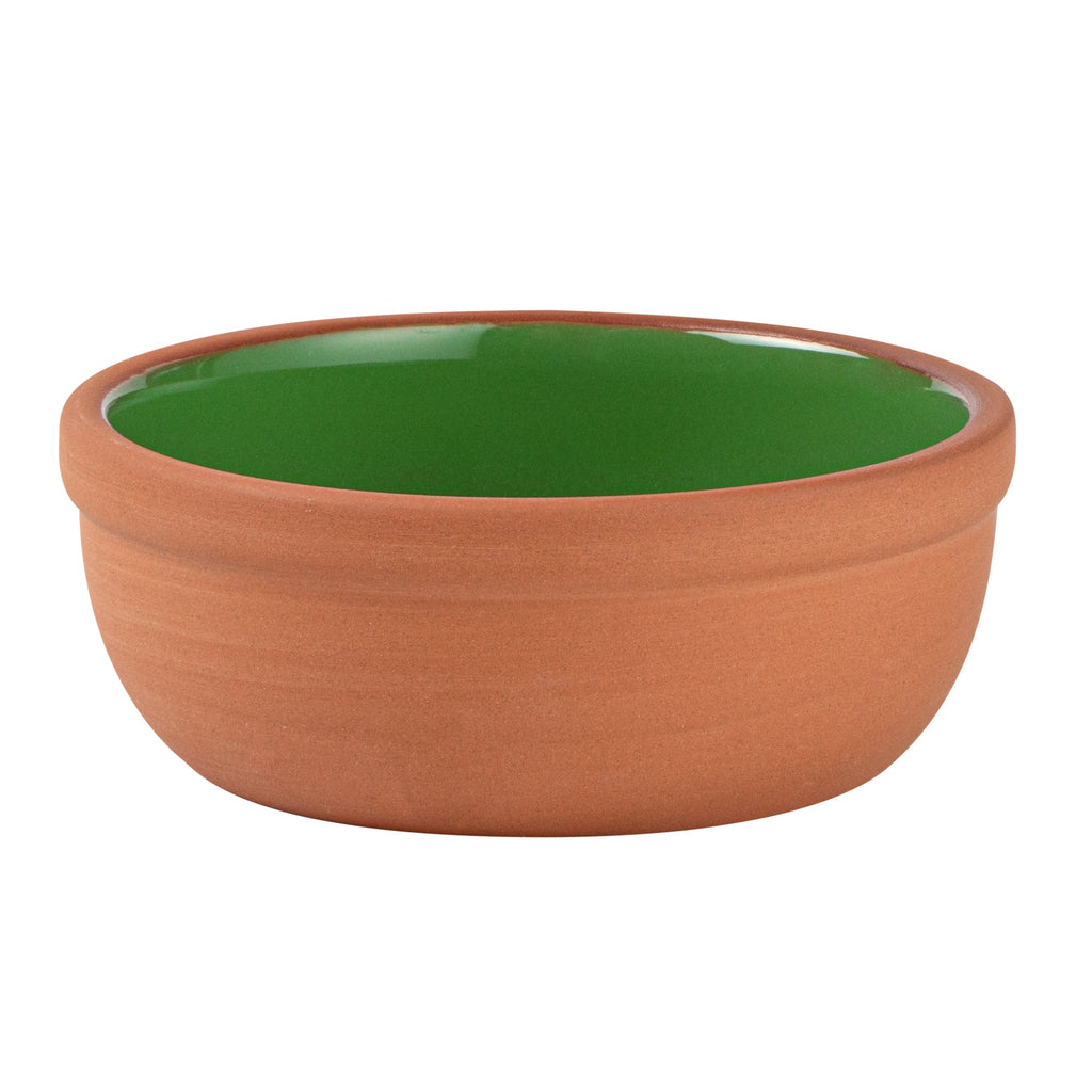 Terra Tek 5 oz Terracotta Cazuela Bowl - Green Glazed Interior, Oven-Safe, Microwave-Safe - 4'' x 4'' x 1 1/2'' - 2 count box