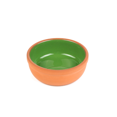 Terra Tek 5 oz Terracotta Cazuela Bowl - Green Glazed Interior, Oven-Safe, Microwave-Safe - 4'' x 4'' x 1 1/2'' - 10 count box