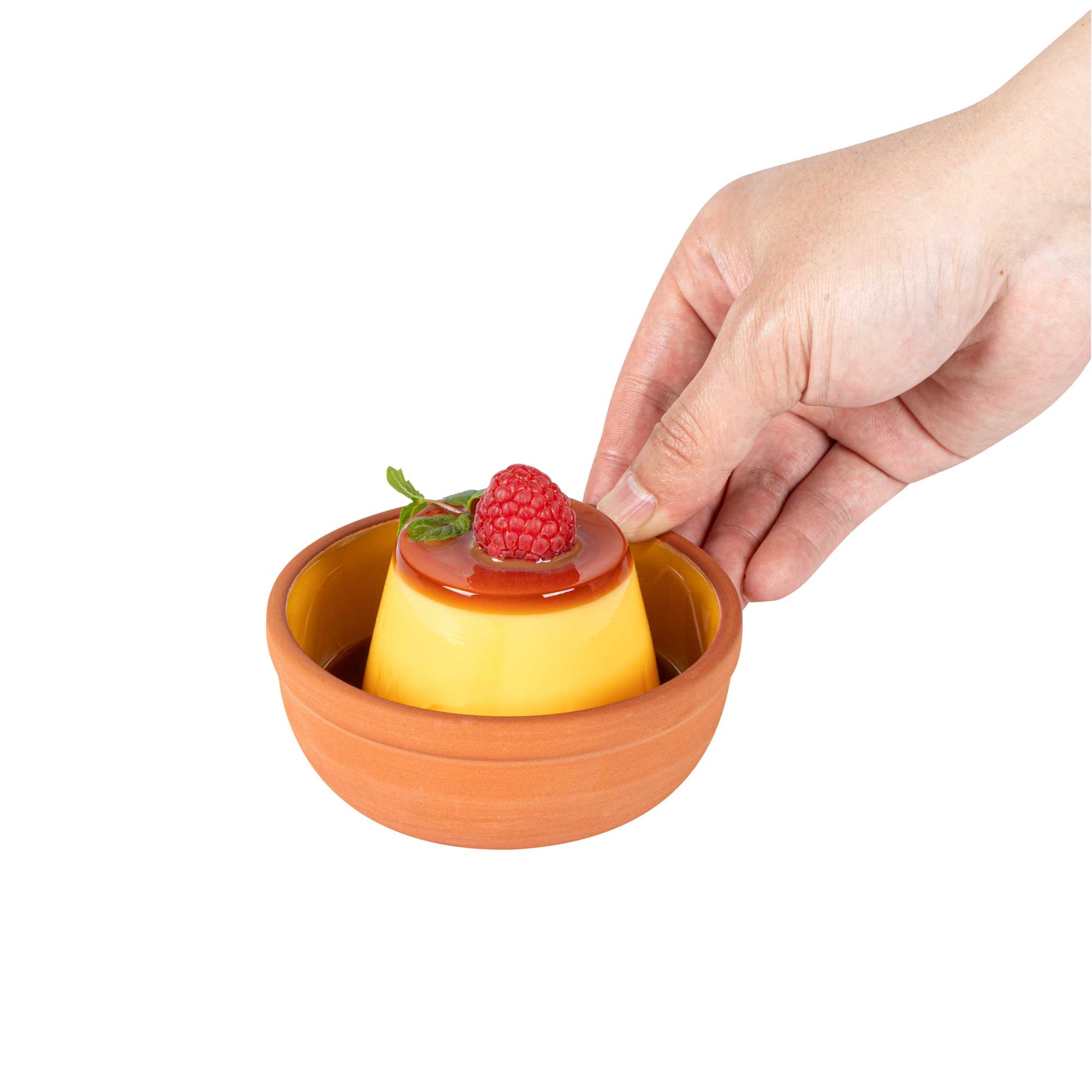 Terra Tek 5 oz Terracotta Cazuela Bowl - Yellow Glazed Interior, Oven-Safe, Microwave-Safe - 4'' x 4'' x 1 1/2'' - 2 count box