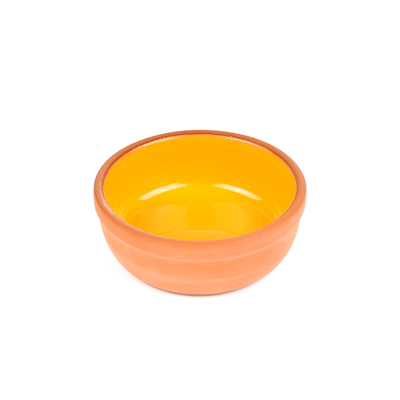 Terra Tek 5 oz Terracotta Cazuela Bowl - Yellow Glazed Interior, Oven-Safe, Microwave-Safe - 4'' x 4'' x 1 1/2'' - 2 count box