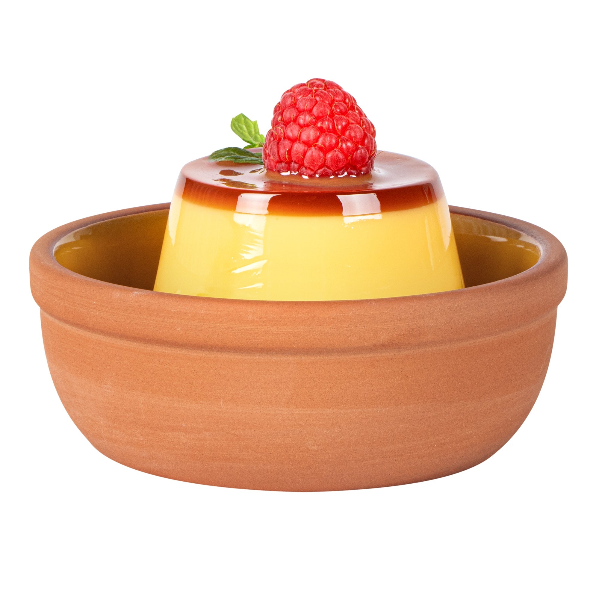 Terra Tek 5 oz Terracotta Cazuela Bowl - Yellow Glazed Interior, Oven-Safe, Microwave-Safe - 4'' x 4'' x 1 1/2'' - 10 count box