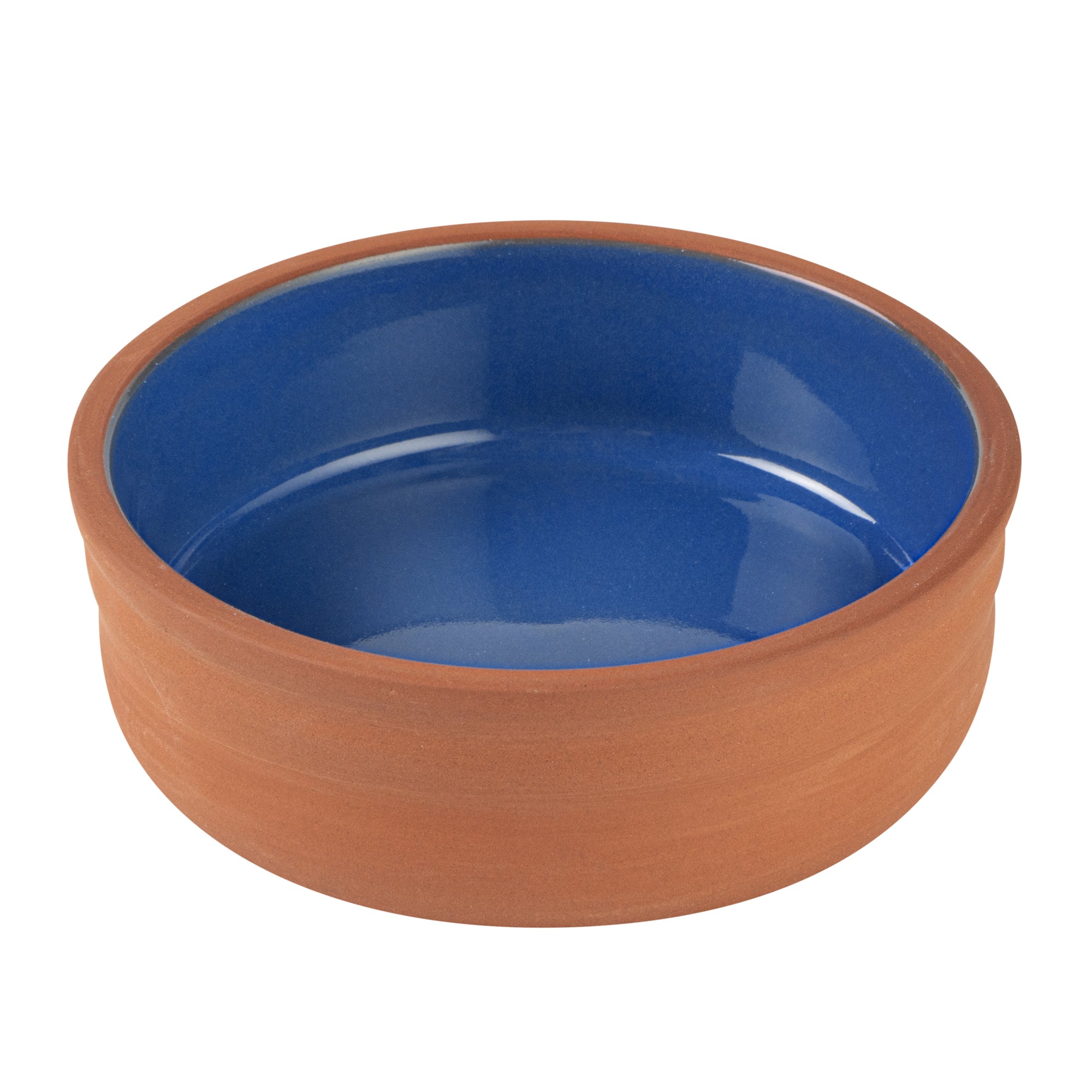 Terra Tek 7 oz Terracotta Cazuela Bowl - Blue Glazed Interior, Oven-Safe, Microwave-Safe - 4 3/4'' x 4 3/4'' x 1 1/2'' - 2 count box