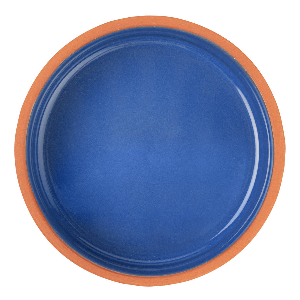 Terra Tek 7 oz Terracotta Cazuela Bowl - Blue Glazed Interior, Oven-Safe, Microwave-Safe - 4 3/4'' x 4 3/4'' x 1 1/2'' - 2 count box