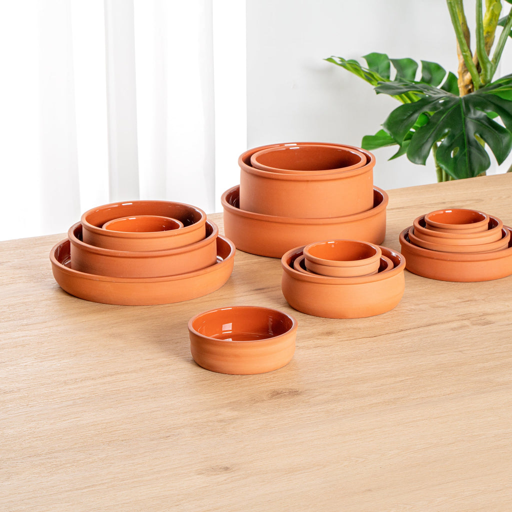 Terra Tek 7 oz Terracotta Cazuela Bowl - Brown Glazed Interior, Oven-Safe, Microwave-Safe - 4 3/4'' x 4 3/4'' x 1 1/2'' - 2 count box