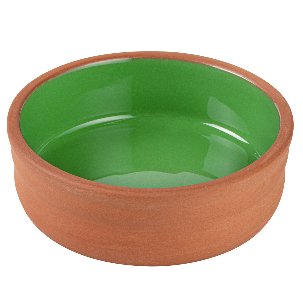 Terra Tek 7 oz Terracotta Cazuela Bowl - Green Glazed Interior, Oven-Safe, Microwave-Safe - 4 3/4'' x 4 3/4'' x 1 1/2'' - 2 count box