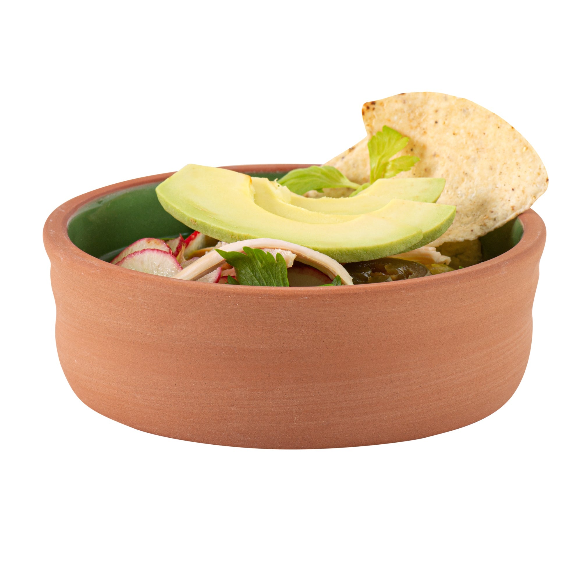 Terra Tek 7 oz Terracotta Cazuela Bowl - Green Glazed Interior, Oven-Safe, Microwave-Safe - 4 3/4'' x 4 3/4'' x 1 1/2'' - 2 count box