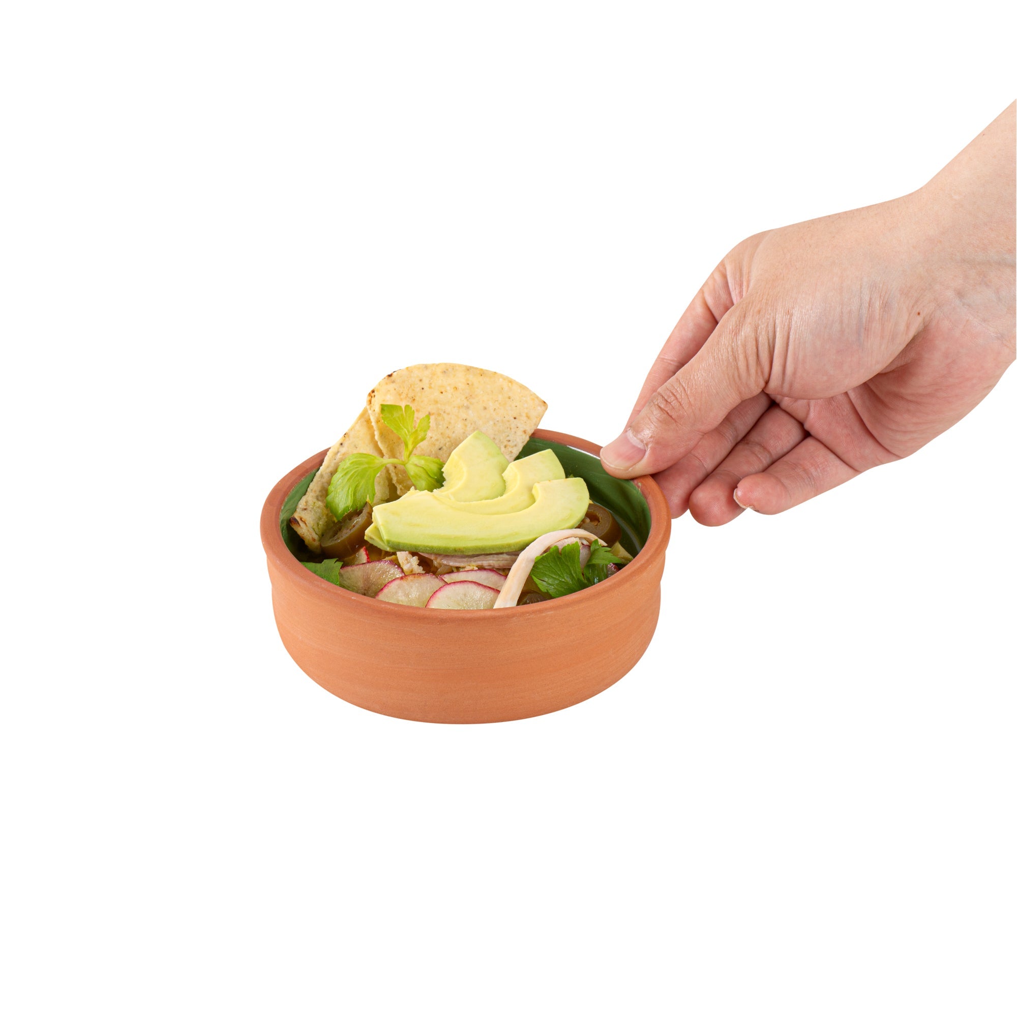 Terra Tek 7 oz Terracotta Cazuela Bowl - Green Glazed Interior, Oven-Safe, Microwave-Safe - 4 3/4'' x 4 3/4'' x 1 1/2'' - 2 count box