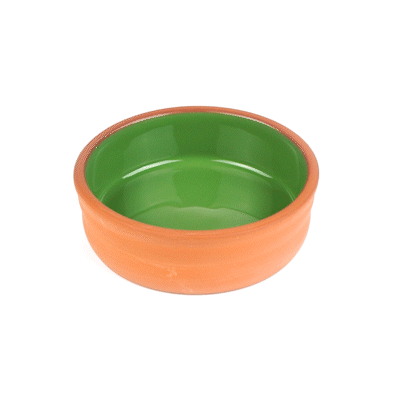 Terra Tek 7 oz Terracotta Cazuela Bowl - Green Glazed Interior, Oven-Safe, Microwave-Safe - 4 3/4'' x 4 3/4'' x 1 1/2'' - 2 count box