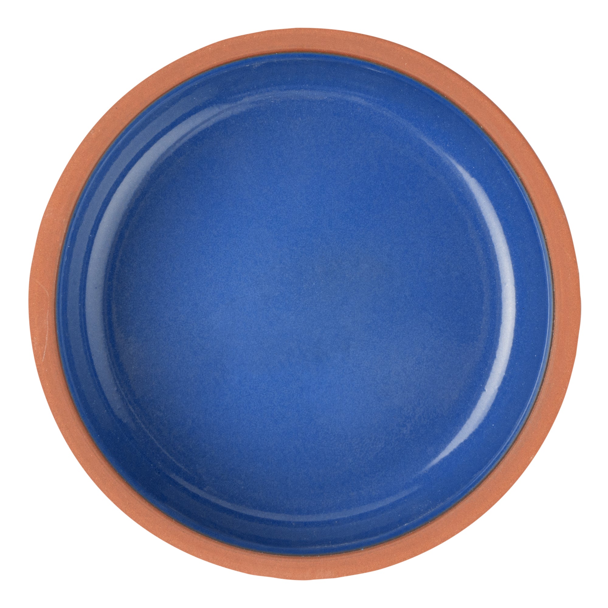 Terra Tek 7 oz Terracotta Cazuela Bowl - Blue Glazed Interior, Oven-Safe, Microwave-Safe - 4 1/2'' x 4 1/2'' x 1 1/2'' - 10 count box