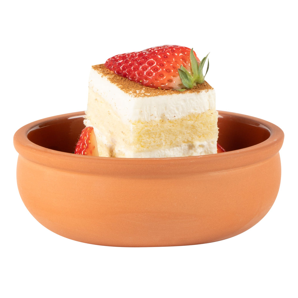 Terra Tek 7 oz Terracotta Cazuela Bowl - Brown Glazed Interior, Oven-Safe, Microwave-Safe - 4 1/2'' x 4 1/2'' x 1 1/2'' - 10 count box