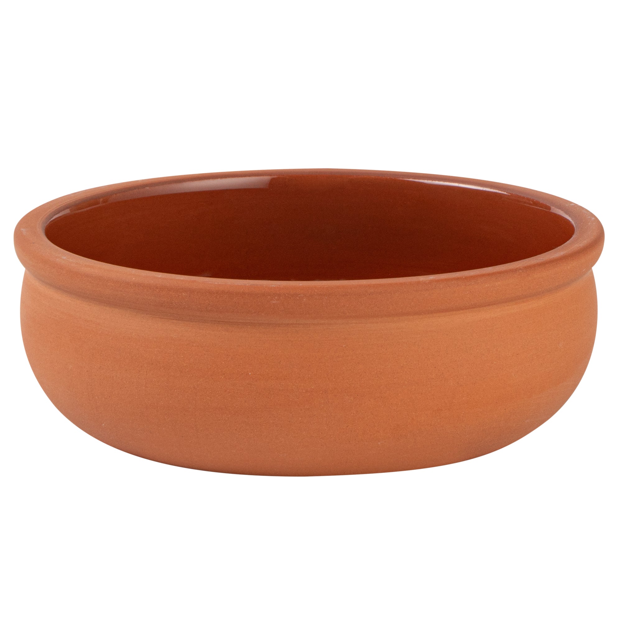 Terra Tek 7 oz Terracotta Cazuela Bowl - Brown Glazed Interior, Oven-Safe, Microwave-Safe - 4 1/2'' x 4 1/2'' x 1 1/2'' - 10 count box
