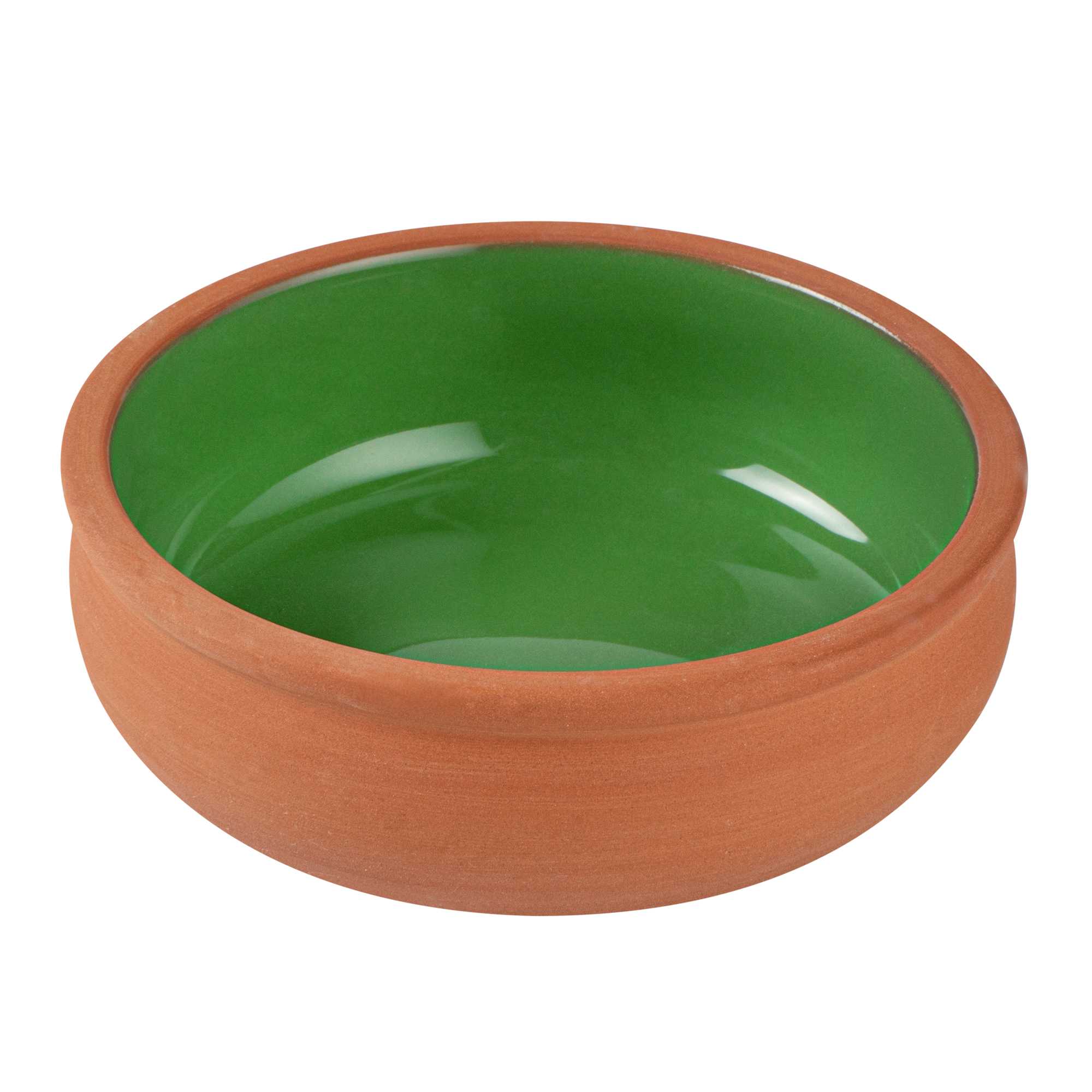 Terra Tek 7 oz Terracotta Cazuela Bowl - Green Glazed Interior, Oven-Safe, Microwave-Safe - 4 1/2'' x 4 1/2'' x 1 1/2'' - 2 count box