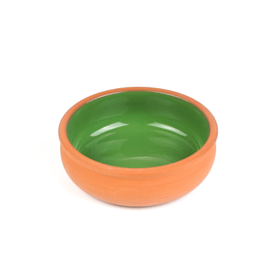 Terra Tek 7 oz Terracotta Cazuela Bowl - Green Glazed Interior, Oven-Safe, Microwave-Safe - 4 1/2'' x 4 1/2'' x 1 1/2'' - 10 count box
