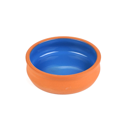 Terra Tek 9 oz Terracotta Cazuela Bowl - Blue Glazed Interior, Oven-Safe, Microwave-Safe - 4 3/4'' x 4 3/4'' x 1 1/2'' - 2 count box