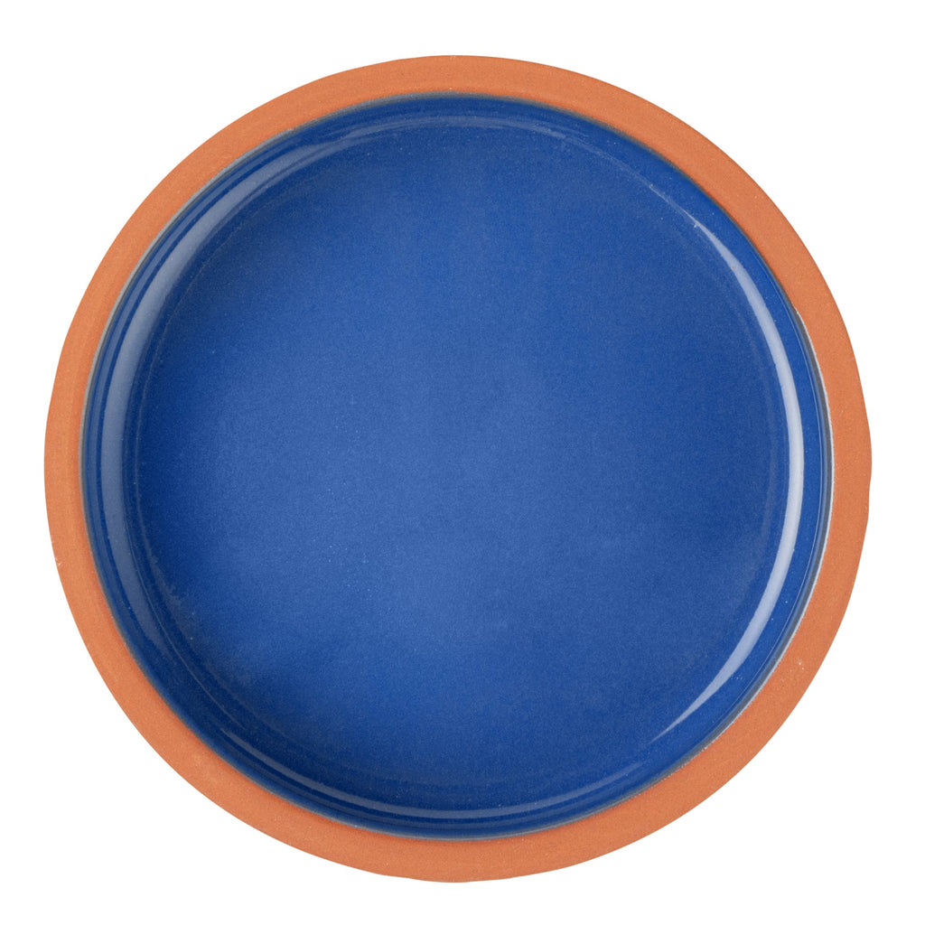 Terra Tek 9 oz Terracotta Cazuela Bowl - Blue Glazed Interior, Oven-Safe, Microwave-Safe - 4 3/4'' x 4 3/4'' x 1 1/2'' - 10 count box