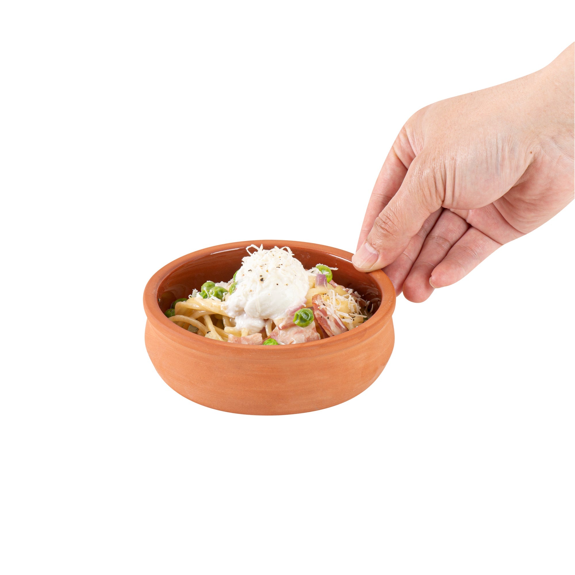 Terra Tek 9 oz Terracotta Cazuela Bowl - Brown Glazed Interior, Oven-Safe, Microwave-Safe - 4 3/4'' x 4 3/4'' x 1 1/2'' - 10 count box