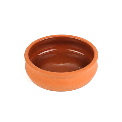 Terra Tek 9 oz Terracotta Cazuela Bowl - Brown Glazed Interior, Oven-Safe, Microwave-Safe - 4 3/4'' x 4 3/4'' x 1 1/2'' - 10 count box