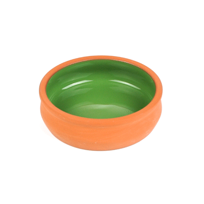 Terra Tek 9 oz Terracotta Cazuela Bowl - Green Glazed Interior, Oven-Safe, Microwave-Safe - 4 3/4'' x 4 3/4'' x 1 1/2'' - 2 count box