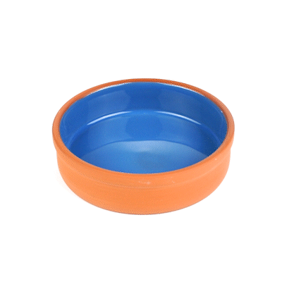 Terra Tek 9 oz Terracotta Cazuela Bowl - Blue Glazed Interior, Oven-Safe, Microwave-Safe - 5'' x 5'' x 1 1/4'' - 2 count box