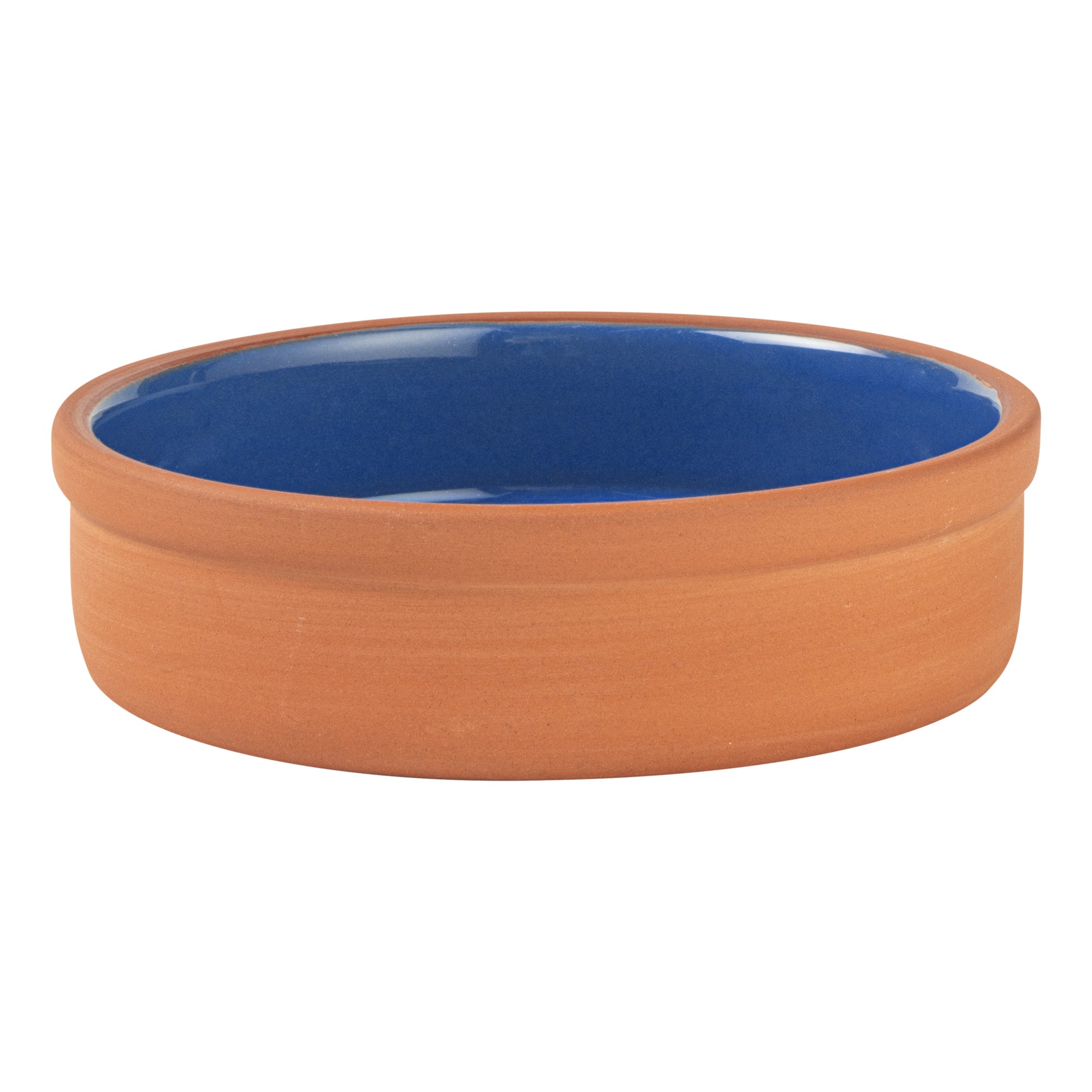 Terra Tek 9 oz Terracotta Cazuela Bowl - Blue Glazed Interior, Oven-Safe, Microwave-Safe - 5'' x 5'' x 1 1/4'' - 2 count box