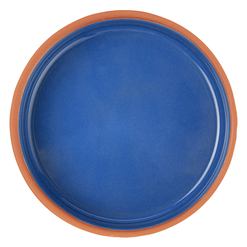Terra Tek 9 oz Terracotta Cazuela Bowl - Blue Glazed Interior, Oven-Safe, Microwave-Safe - 5'' x 5'' x 1 1/4'' - 10 count box