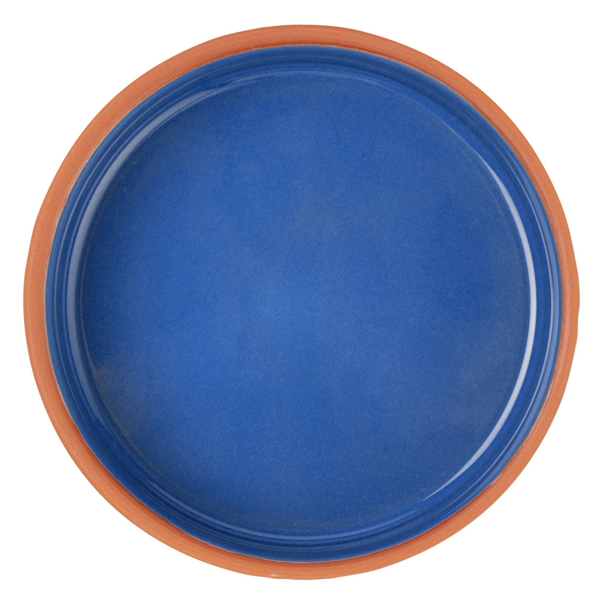 Terra Tek 9 oz Terracotta Cazuela Bowl - Blue Glazed Interior, Oven-Safe, Microwave-Safe - 5'' x 5'' x 1 1/4'' - 10 count box