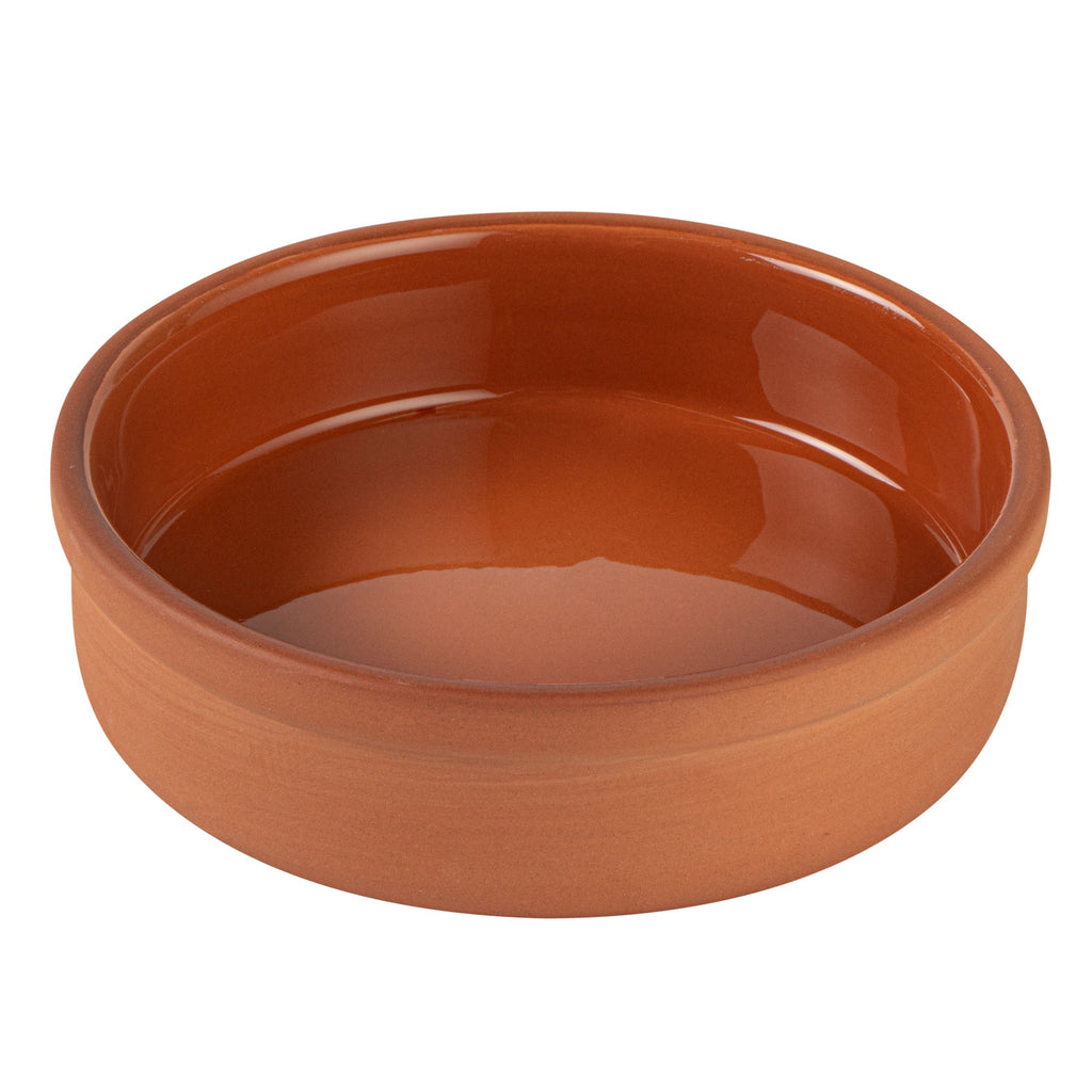 Terra Tek 9 oz Terracotta Cazuela Bowl - Brown Glazed Interior, Oven-Safe, Microwave-Safe - 5'' x 5'' x 1 1/4'' - 2 count box