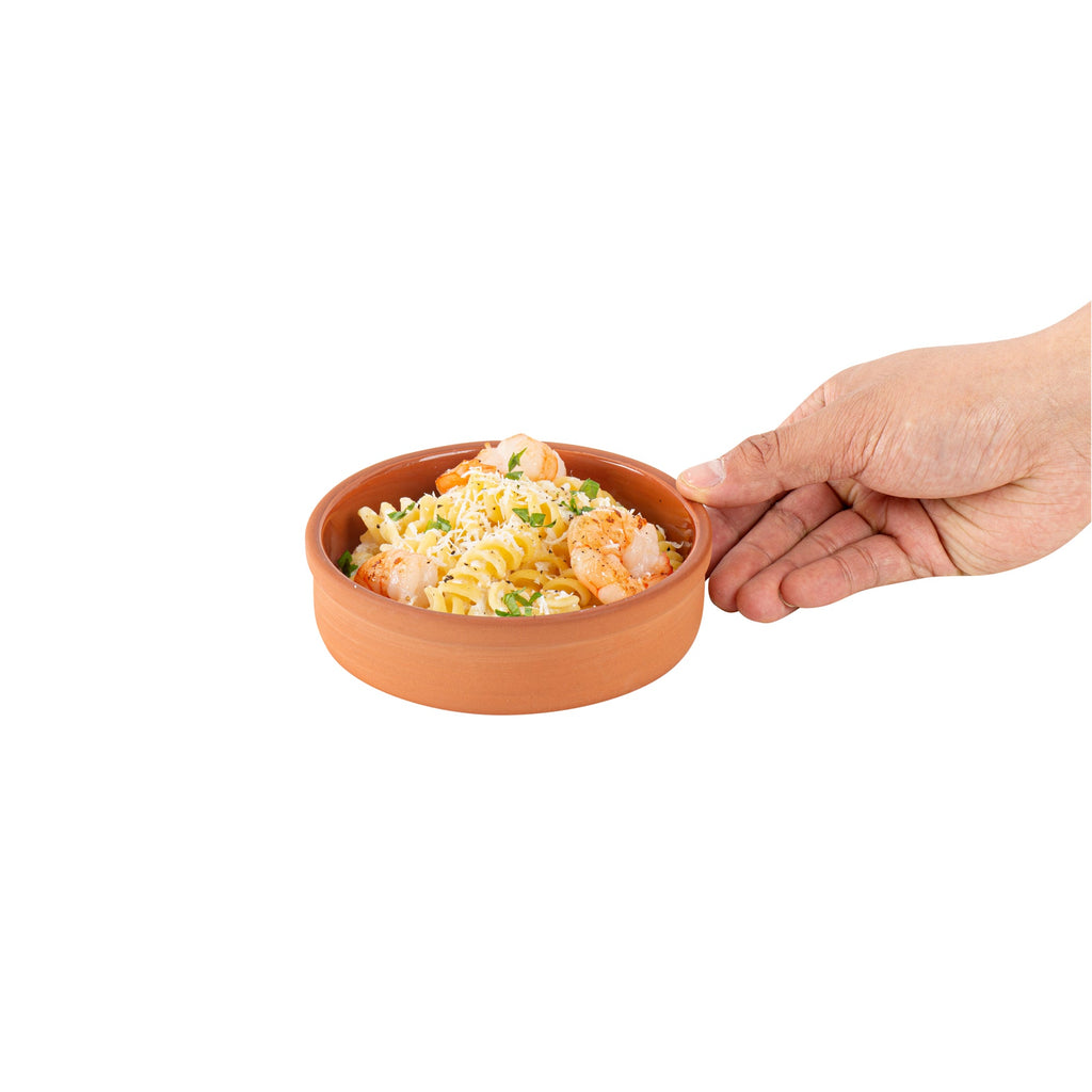 Terra Tek 9 oz Terracotta Cazuela Bowl - Brown Glazed Interior, Oven-Safe, Microwave-Safe - 5'' x 5'' x 1 1/4'' - 2 count box