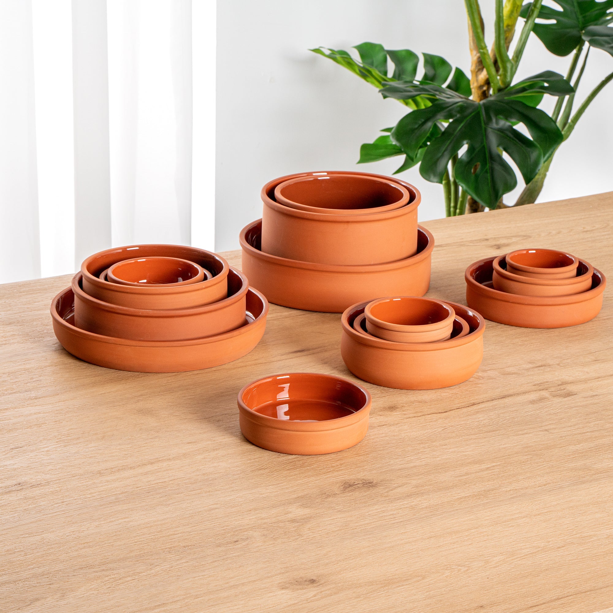 Terra Tek 9 oz Terracotta Cazuela Bowl - Brown Glazed Interior, Oven-Safe, Microwave-Safe - 5'' x 5'' x 1 1/4'' - 10 count box