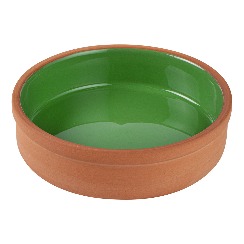 Terra Tek 9 oz Terracotta Cazuela Bowl - Green Glazed Interior, Oven-Safe, Microwave-Safe - 5'' x 5'' x 1 1/4'' - 2 count box