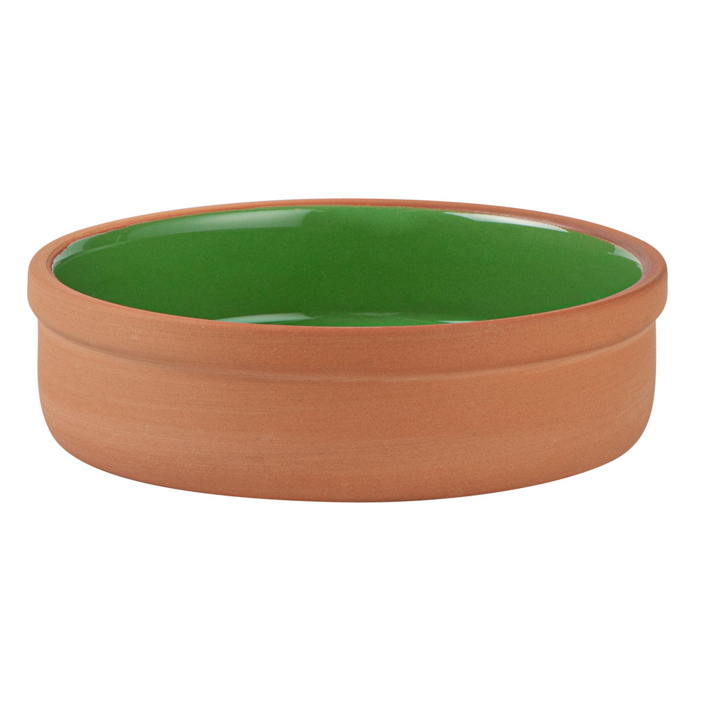 Terra Tek 9 oz Terracotta Cazuela Bowl - Green Glazed Interior, Oven-Safe, Microwave-Safe - 5'' x 5'' x 1 1/4'' - 2 count box