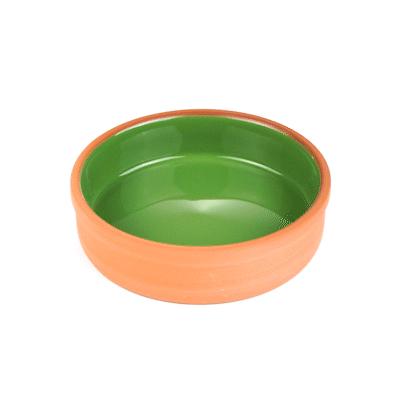 Terra Tek 9 oz Terracotta Cazuela Bowl - Green Glazed Interior, Oven-Safe, Microwave-Safe - 5'' x 5'' x 1 1/4'' - 10 count box
