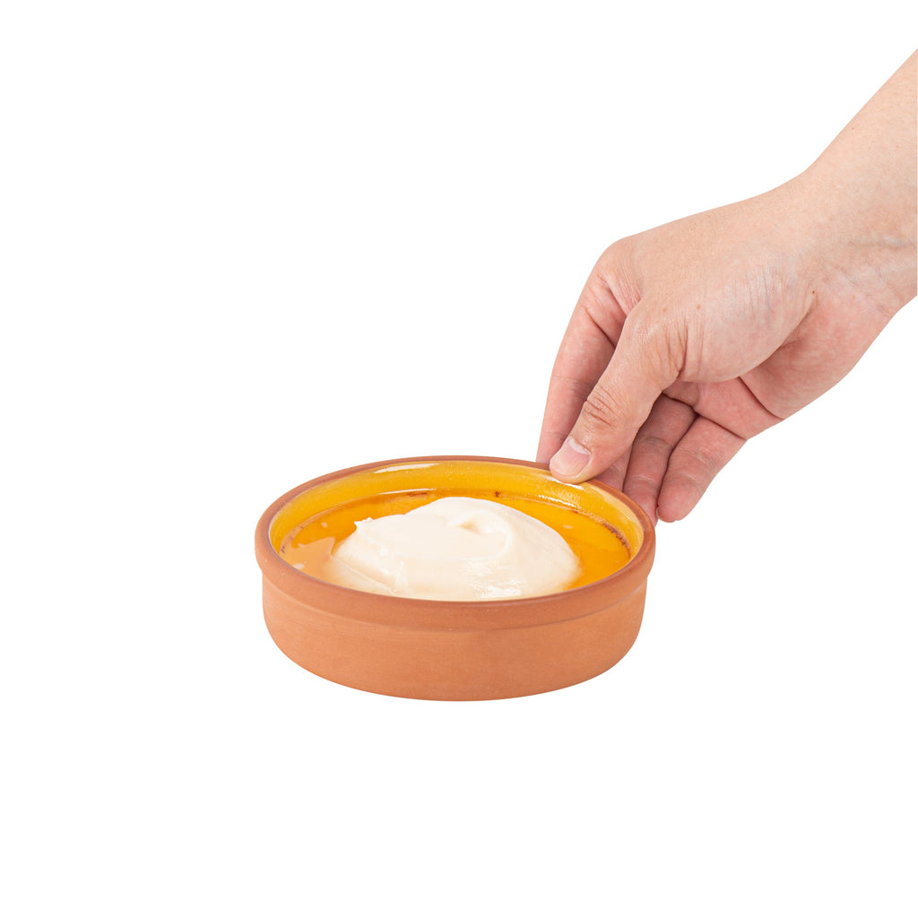 Terra Tek 9 oz Terracotta Cazuela Bowl - Yellow Glazed Interior, Oven-Safe, Microwave-Safe - 5'' x 5'' x 1 1/4'' - 2 count box
