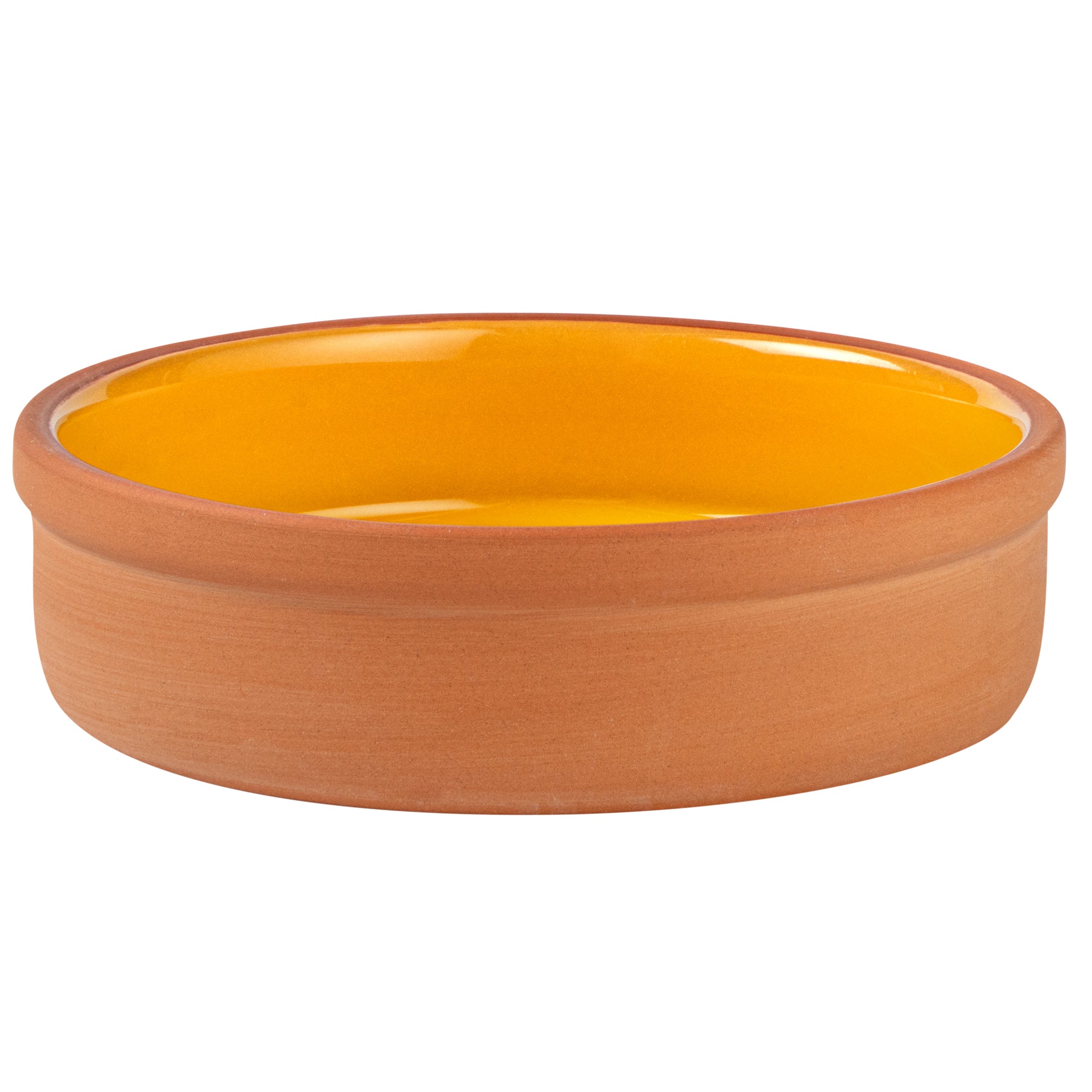 Terra Tek 9 oz Terracotta Cazuela Bowl - Yellow Glazed Interior, Oven-Safe, Microwave-Safe - 5'' x 5'' x 1 1/4'' - 2 count box