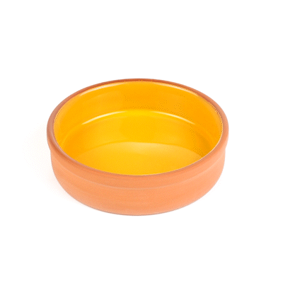 Terra Tek 9 oz Terracotta Cazuela Bowl - Yellow Glazed Interior, Oven-Safe, Microwave-Safe - 5'' x 5'' x 1 1/4'' - 10 count box