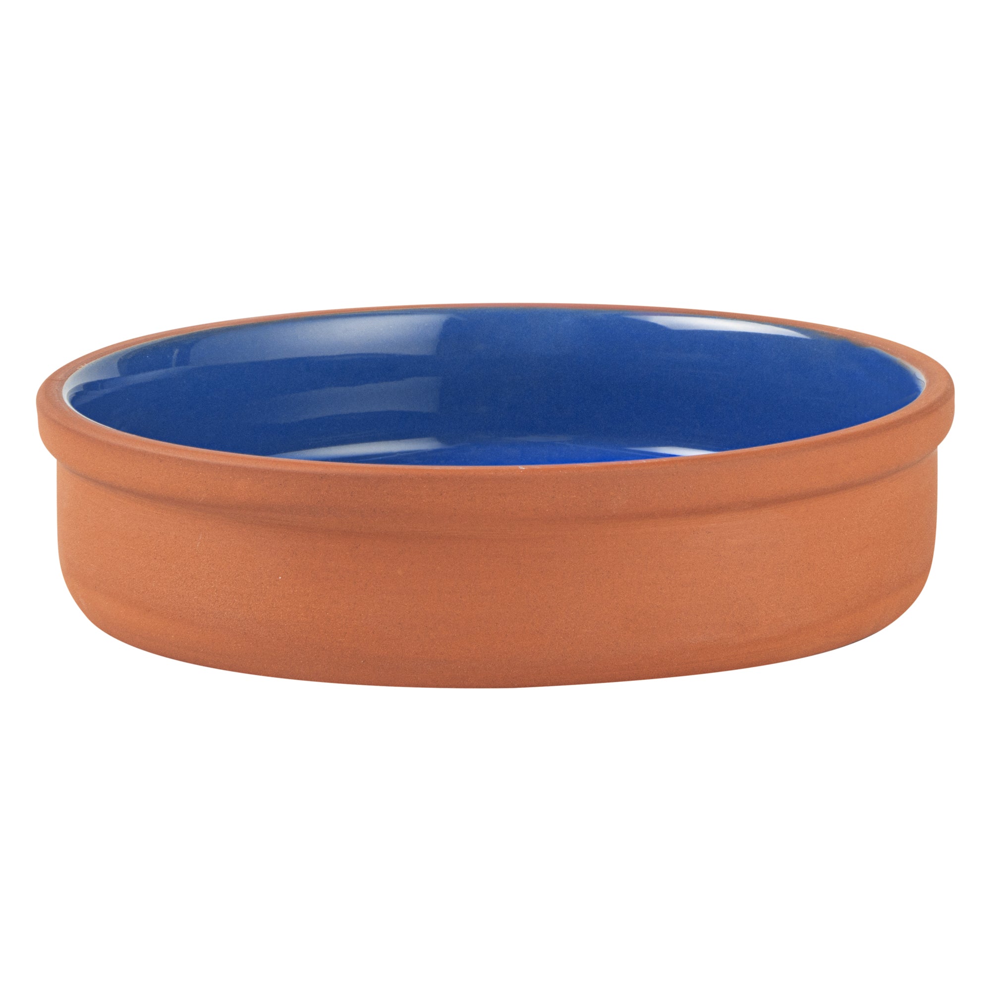 Terra Tek 15 oz Terracotta Cazuela Bowl - Blue Glazed Interior, Oven-Safe, Microwave-Safe - 6 1/4" x 6 1/4" x 1 1/2" - 2 count box