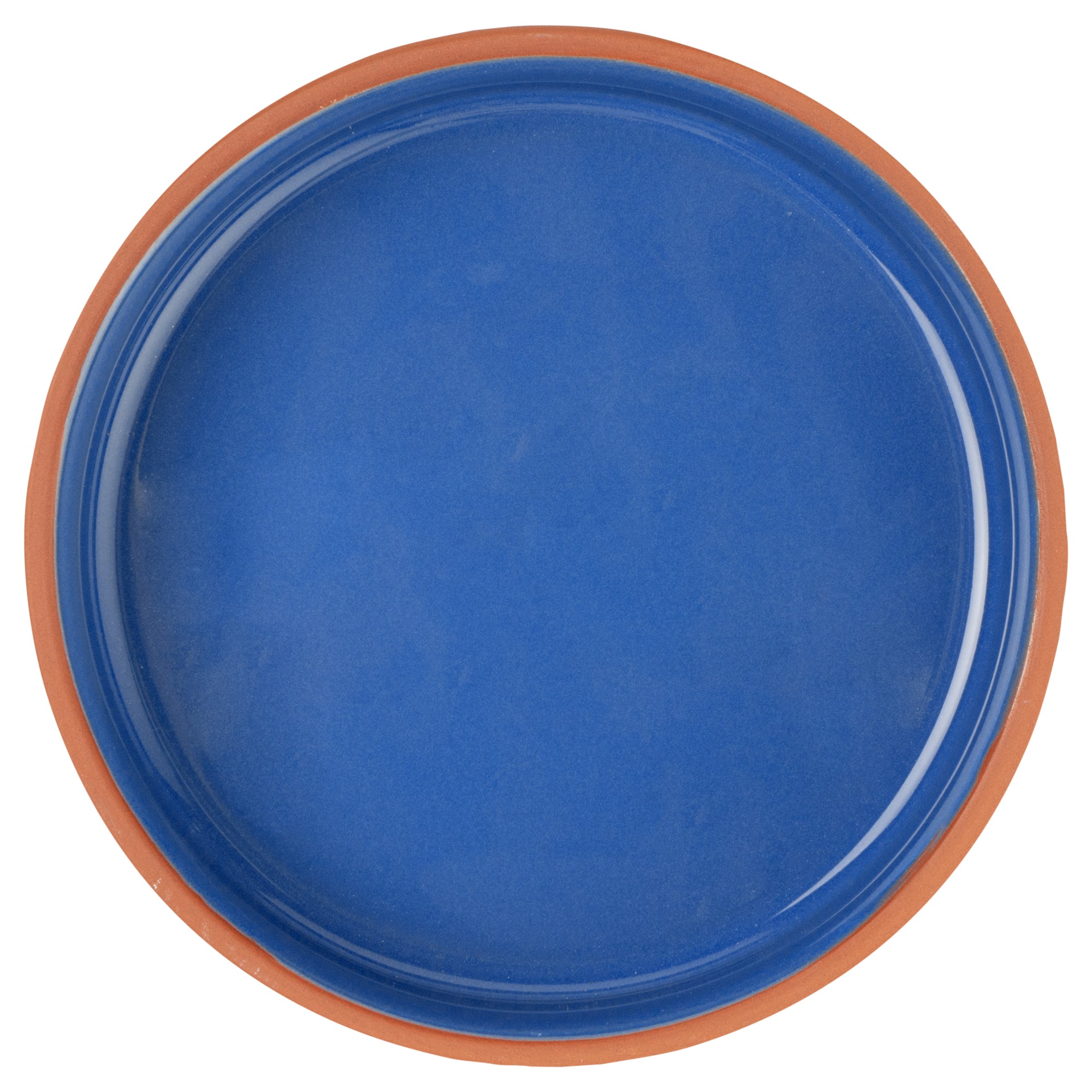 Terra Tek 15 oz Terracotta Cazuela Bowl - Blue Glazed Interior, Oven-Safe, Microwave-Safe - 6 1/4" x 6 1/4" x 1 1/2" - 10 count box