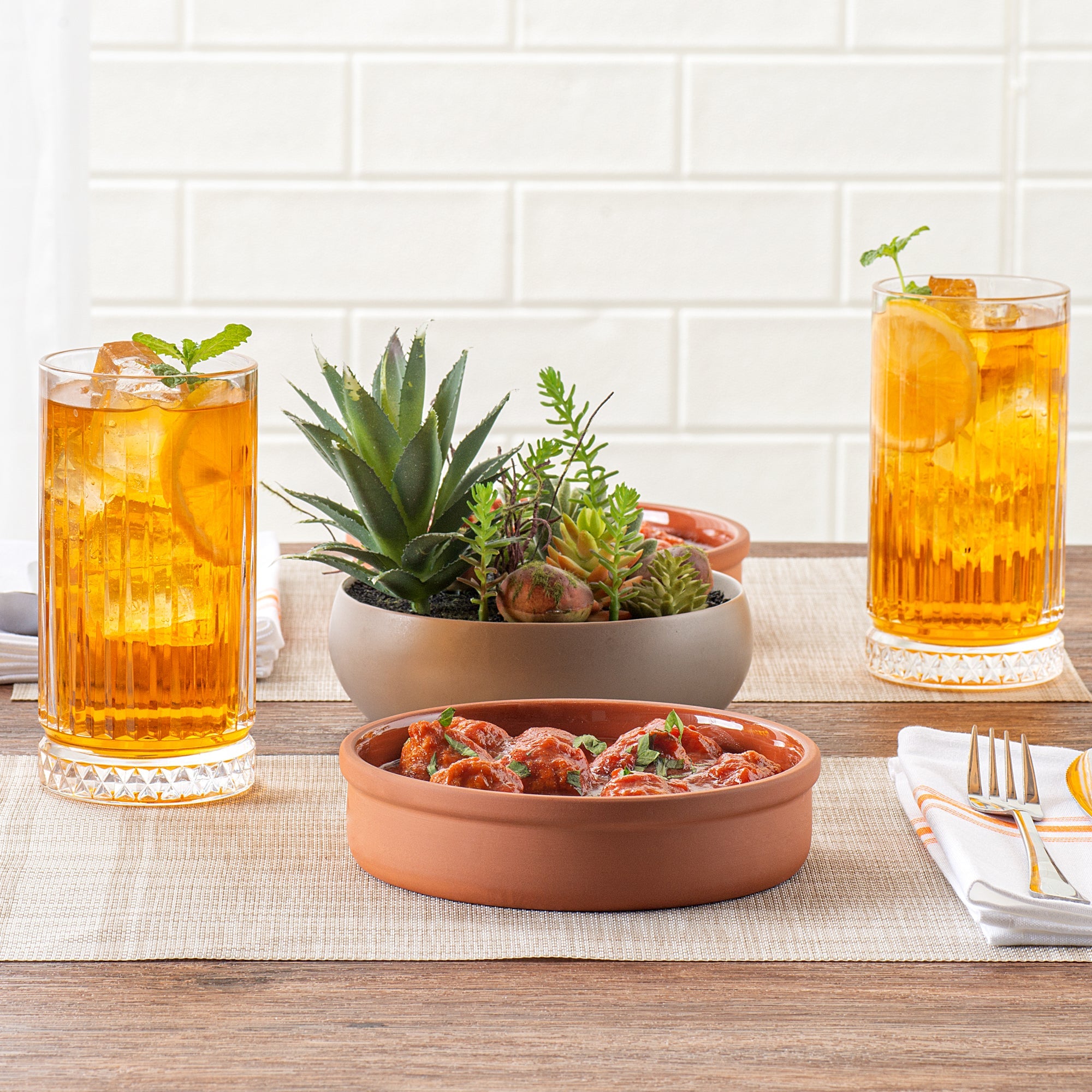 Terra Tek 15 oz Terracotta Cazuela Bowl - Brown Glazed Interior, Oven-Safe, Microwave-Safe - 6 1/4" x 6 1/4" x 1 1/2" - 2 count box