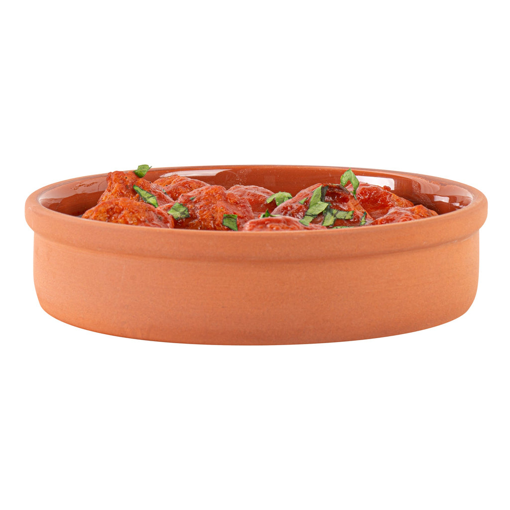 Terra Tek 15 oz Terracotta Cazuela Bowl - Brown Glazed Interior, Oven-Safe, Microwave-Safe - 6 1/4" x 6 1/4" x 1 1/2" - 10 count box