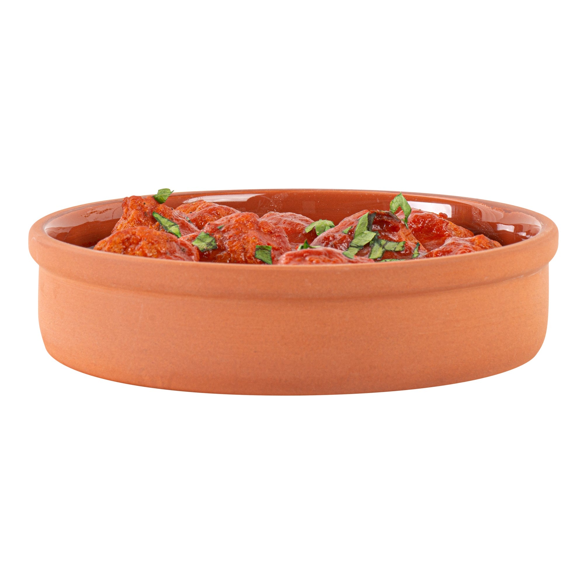 Terra Tek 15 oz Terracotta Cazuela Bowl - Brown Glazed Interior, Oven-Safe, Microwave-Safe - 6 1/4" x 6 1/4" x 1 1/2" - 10 count box