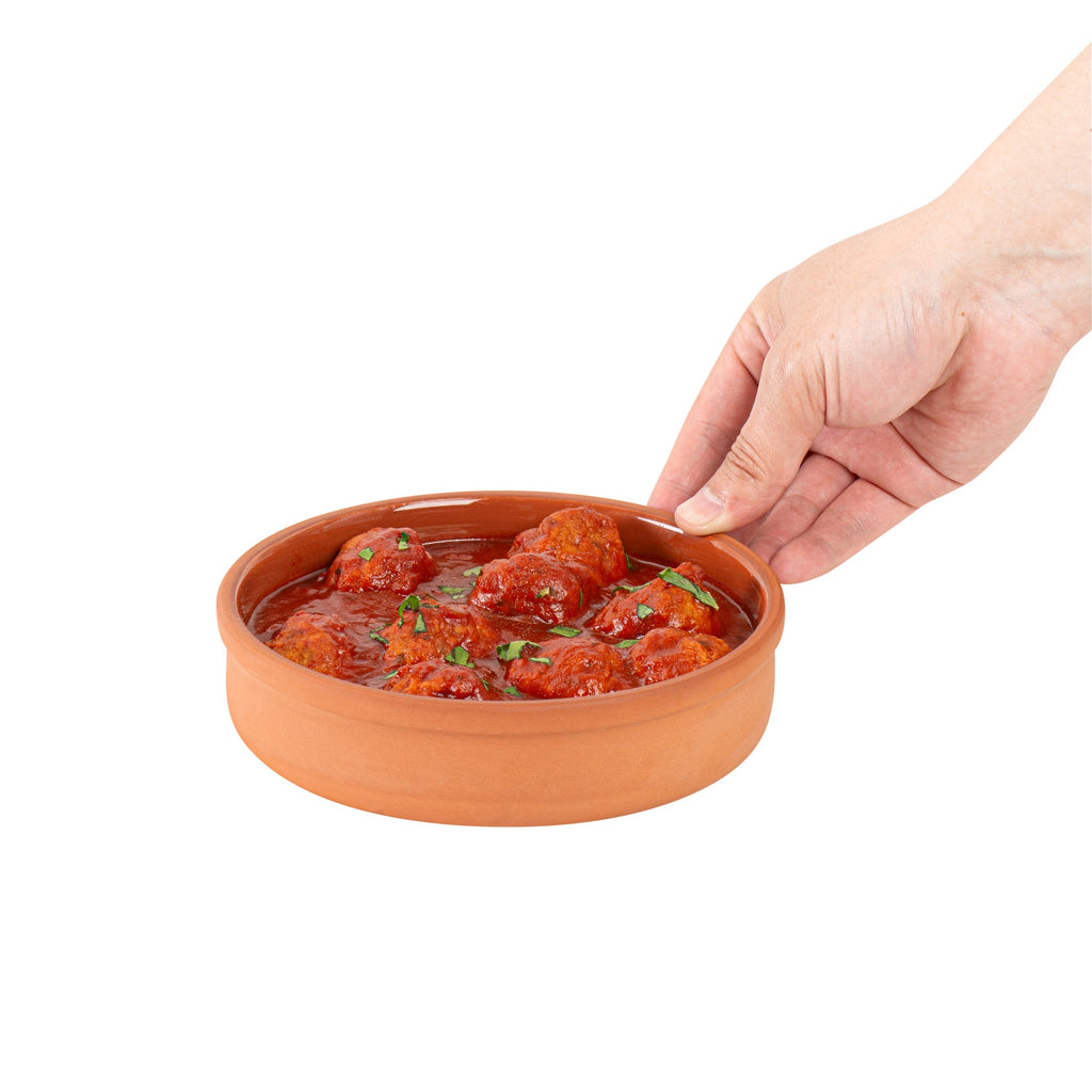 Terra Tek 15 oz Terracotta Cazuela Bowl - Brown Glazed Interior, Oven-Safe, Microwave-Safe - 6 1/4" x 6 1/4" x 1 1/2" - 10 count box