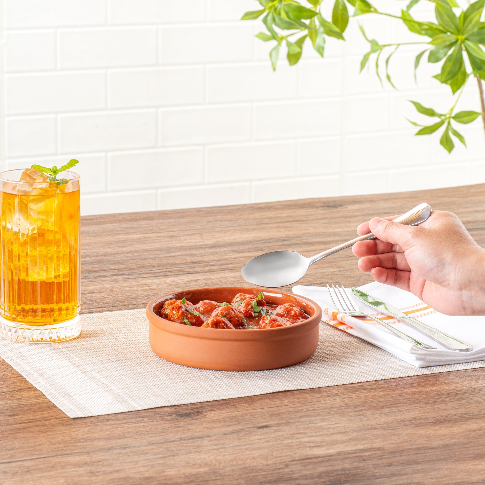 Terra Tek 15 oz Terracotta Cazuela Bowl - Brown Glazed Interior, Oven-Safe, Microwave-Safe - 6 1/4" x 6 1/4" x 1 1/2" - 10 count box